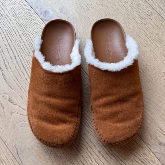 Jenni Kayne Tan Suede Shearling Mules - Picture 3 of 6